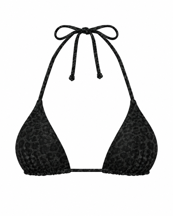 Black Leopard Triangle String Bikini Top
